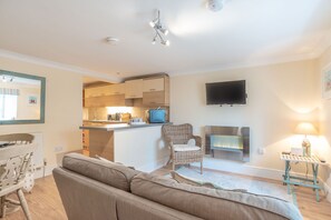 Téléviseur, foyer, lecteur de DVD, livres