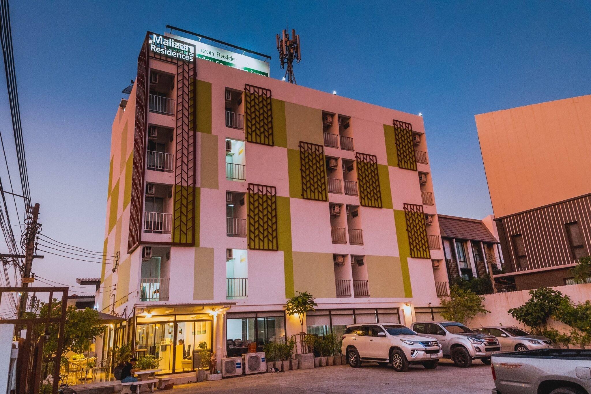 Front of property – evening/night