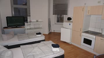 Studio, Ensuite (Vierer ) | Private kitchen | Full-sized fridge, microwave, oven, cookware/dishes/utensils