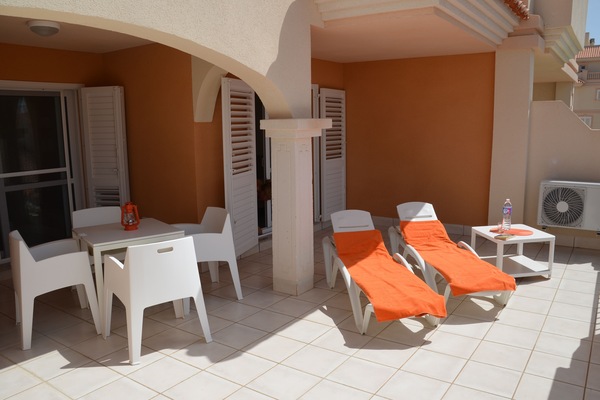 Spacious sunny terrace with all day sun and always a shadowed corner...