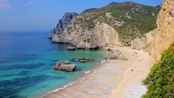 Beach nearby, sun loungers