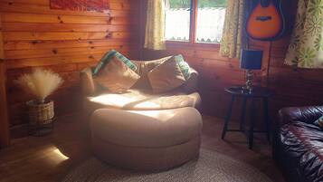 Smart TV, fireplace, DVD player, books