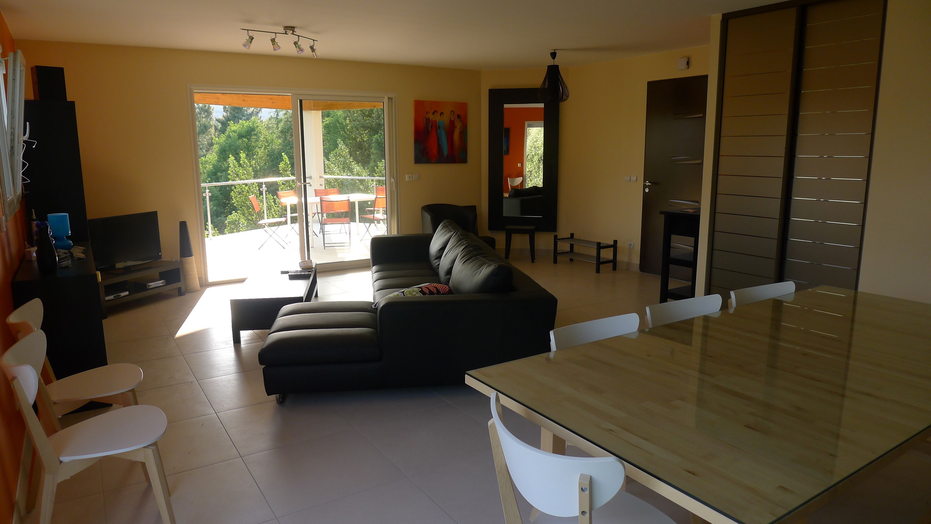 Télévision, lecteur de DVD, livres, vidéothèque