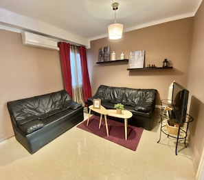 Televisie, een dvd-speler, boeken en een stereo