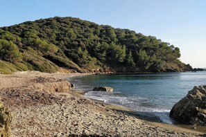 Playa en los alrededores y camastros 