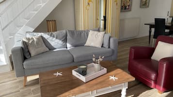 Una Smart TV, un reproductor de DVD, libros