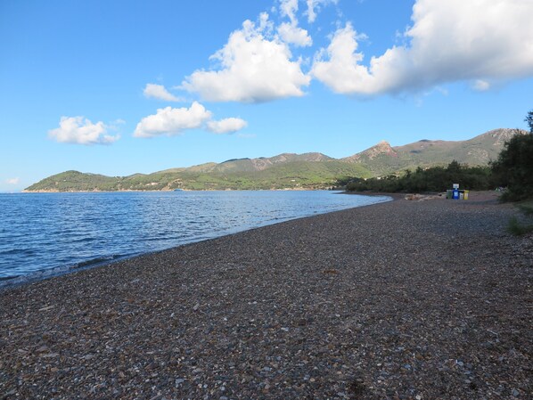 Playa en los alrededores y camastros