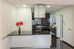 Kühlschrank, Mikrowelle, Herdplatte, Geschirrspüler