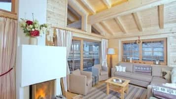 Smart TV, fireplace, DVD player, books