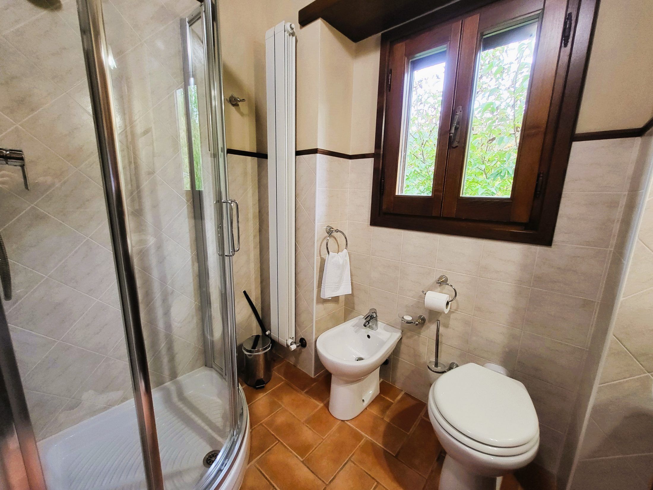 Shower, bidet, towels