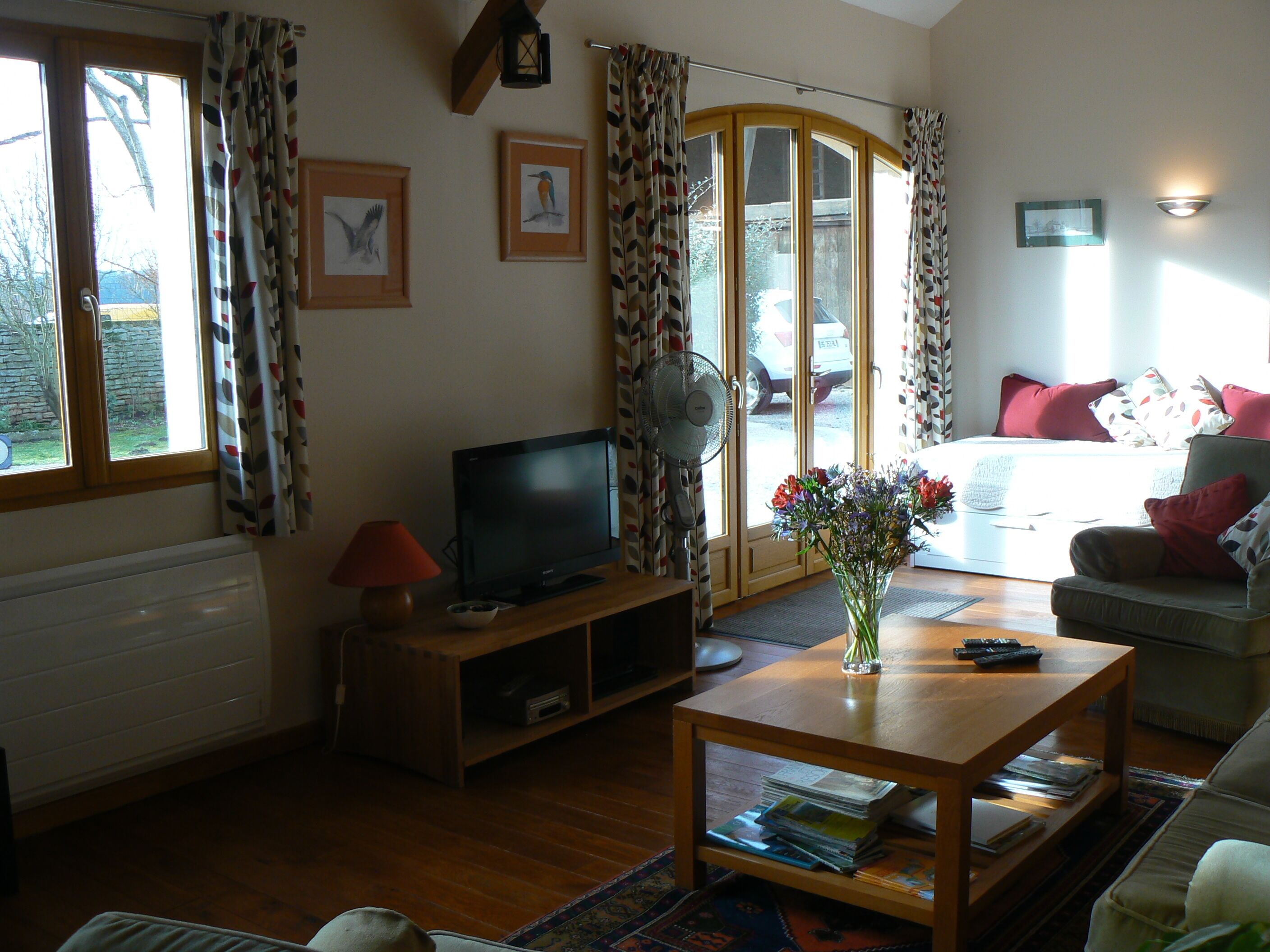 Télévision, lecteur de DVD, livres, vidéothèque