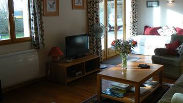 Télévision, lecteur de DVD, livres, vidéothèque