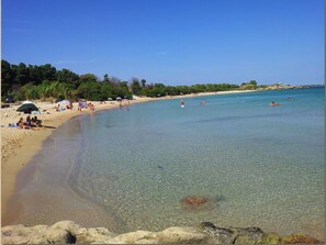 Una spiaggia nelle vicinanze, lettini da mare