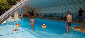 Indoor pool, outdoor pool, open 10:00 AM to 9:00 PM, pool loungers