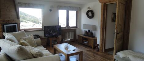 TV, caminetto, lettore DVD