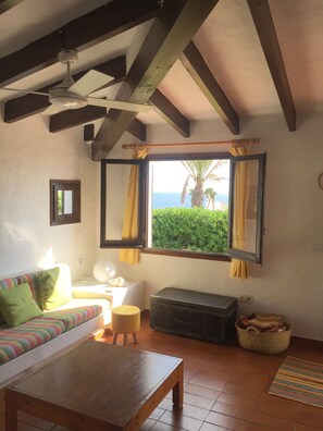 Cheminée, table de tennis de table, livres