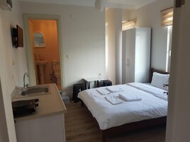 Desk, free WiFi, bed sheets