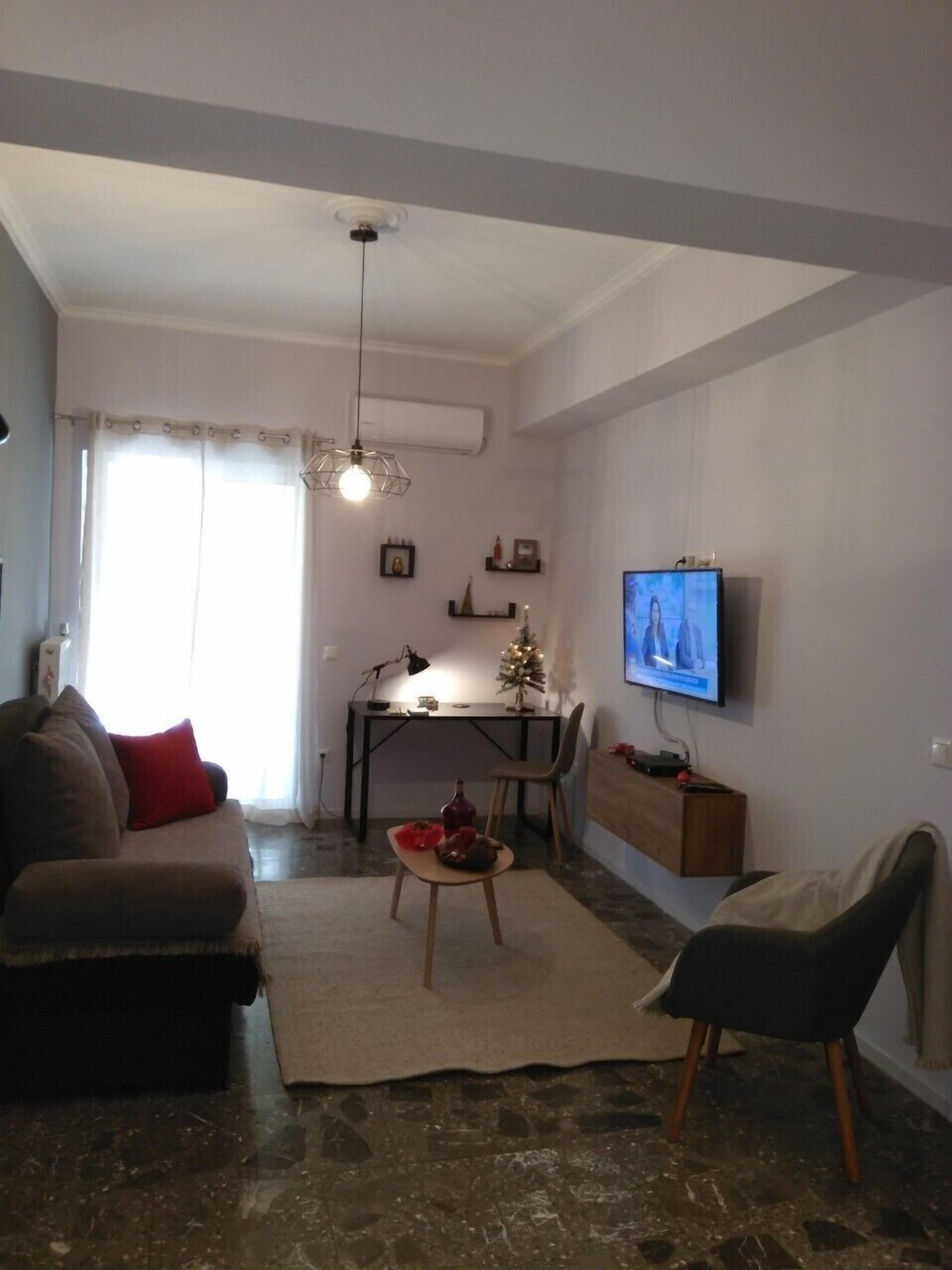 This flat is recently renovated near to Attiki metro station.