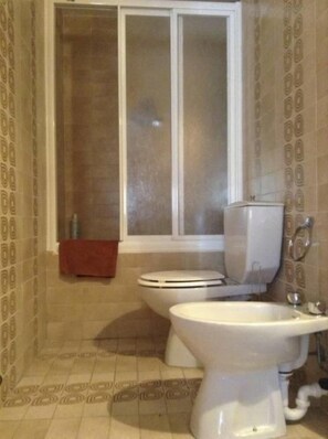 Ensemble douche/baignoire, sèche-cheveux, bidet, serviettes fournies