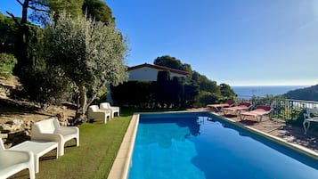 Outdoor pool, pool loungers