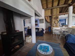 TV, fireplace
