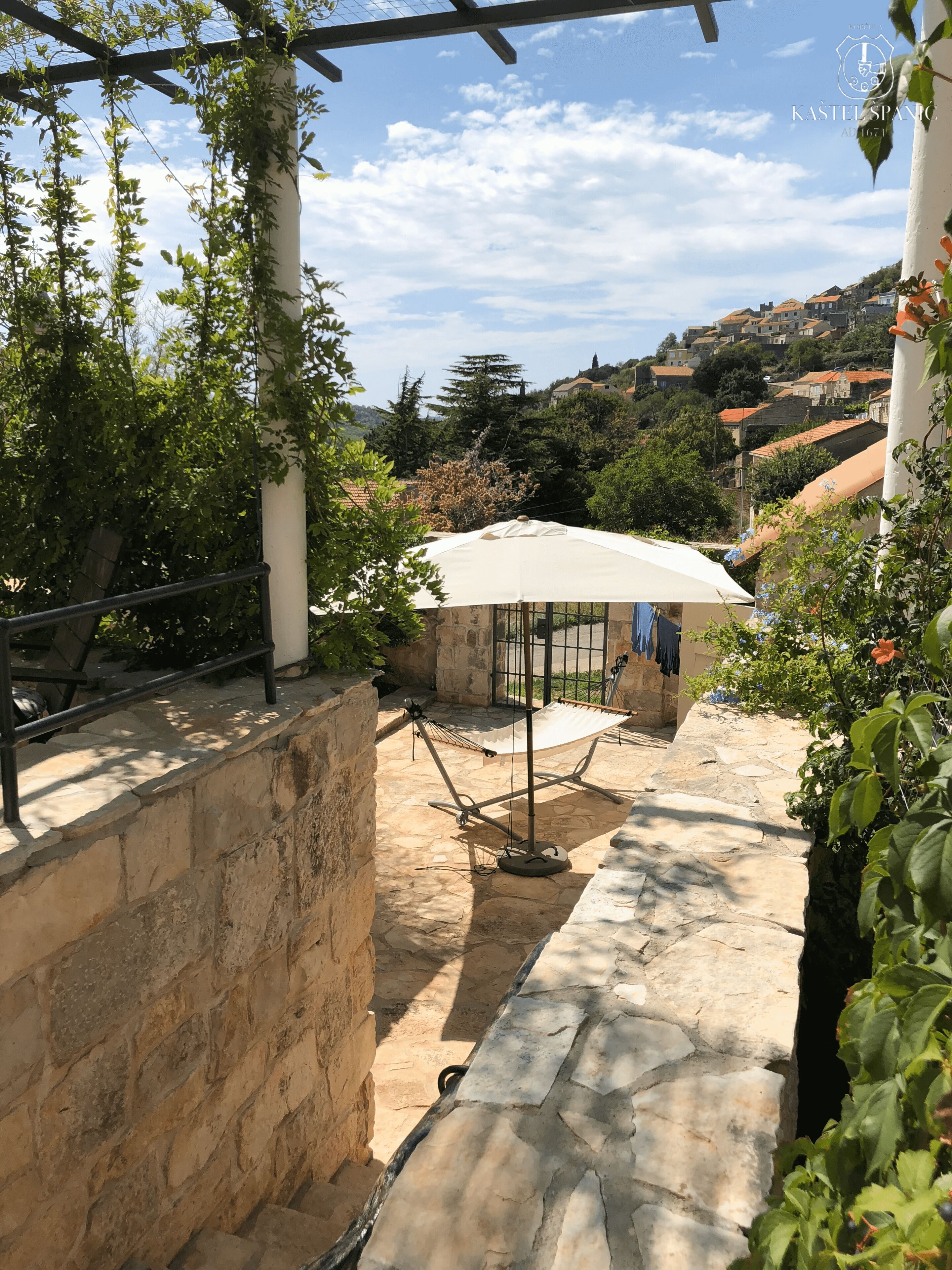 Stairs to the lower terrace