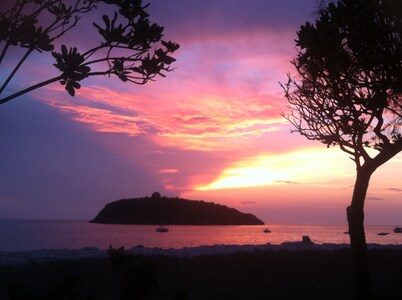 Beach villa facing Cirella island with garden and private parking
