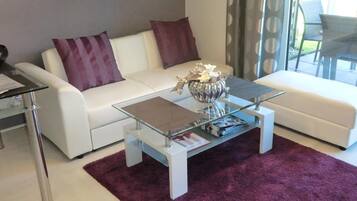 Flat-screen TV, DVD player