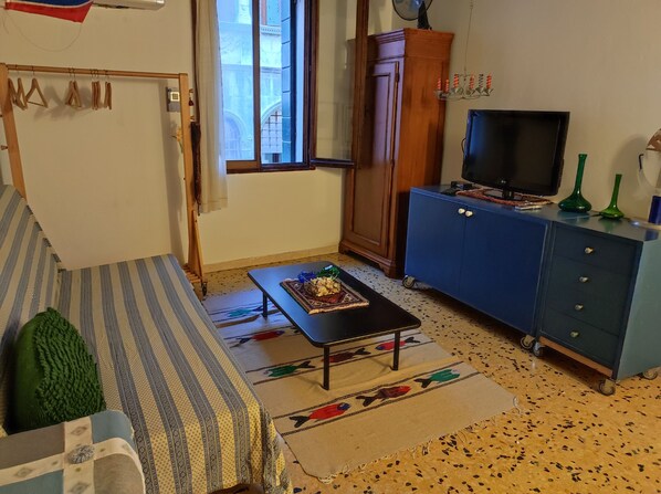 Smart TV, DVD player, books, music library