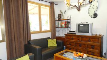 Een televisie en boeken