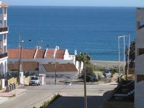 Utsikt mot strand/hav