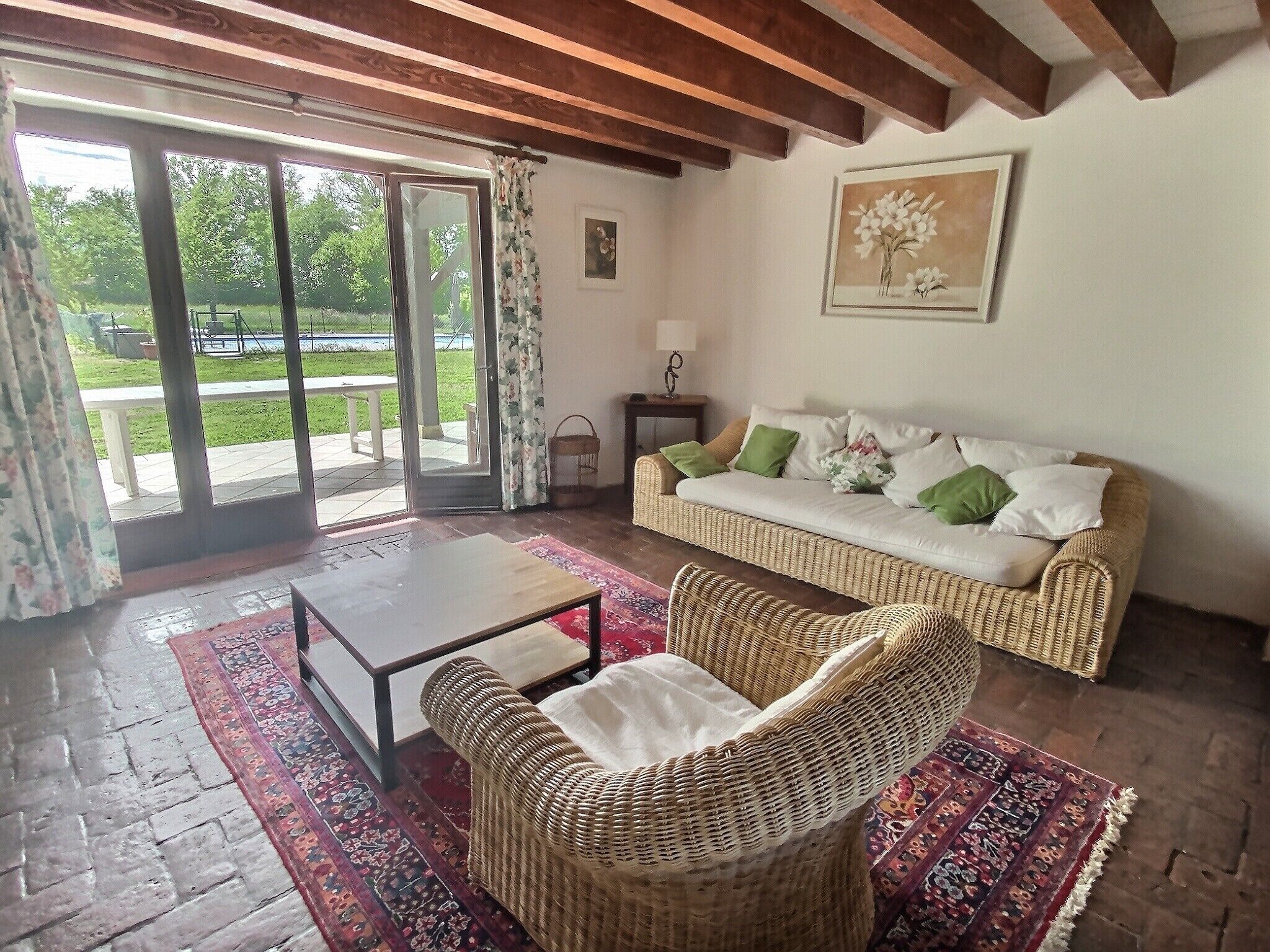 Televisión, chimenea, reproductor de DVD y tenis de mesa 