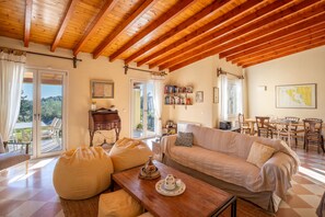 Älytelevisio, takka, kirjoja, stereot