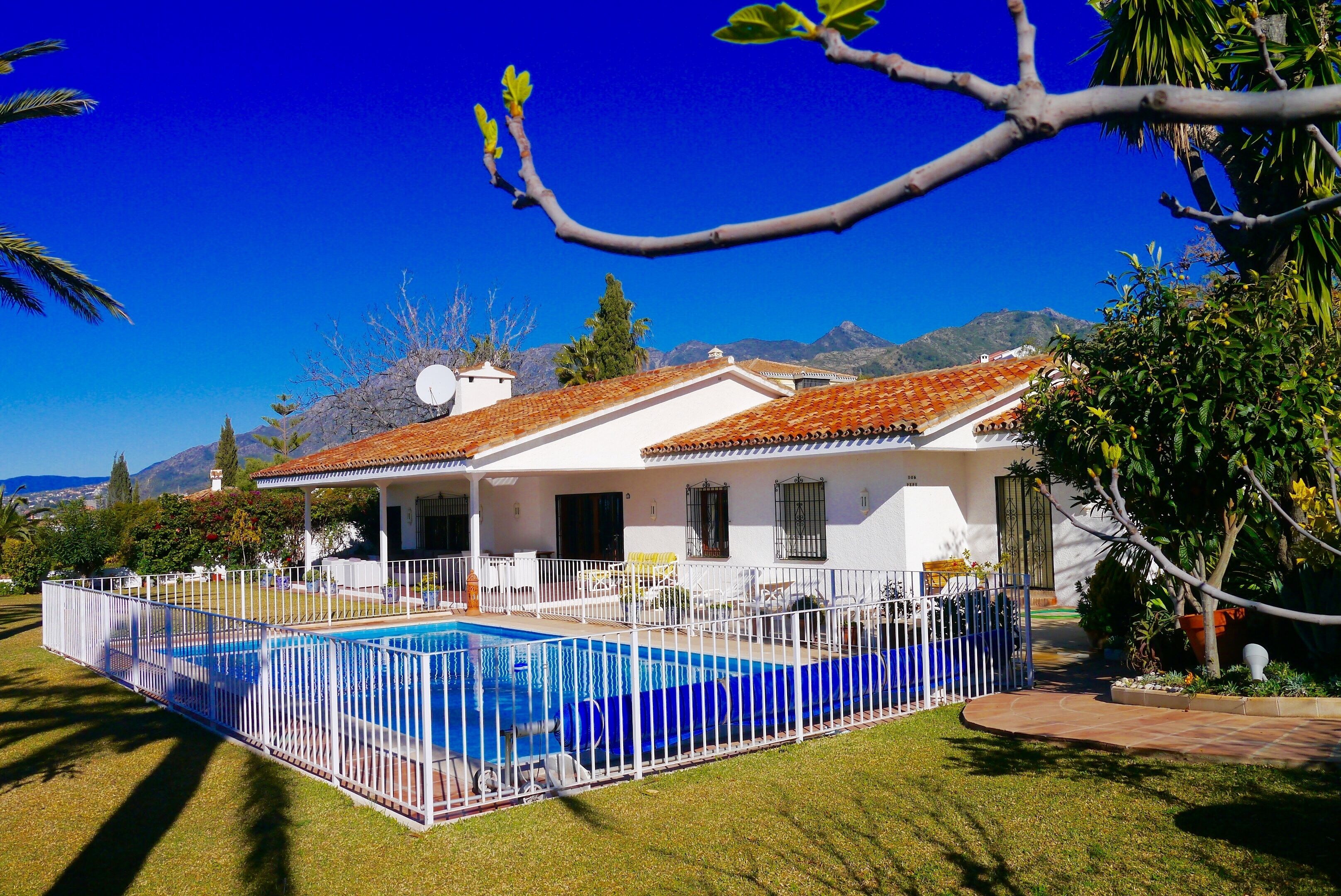 Family Villa in the foot hills of Marbella, with private garden and fenced pool.