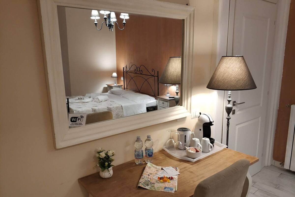 Desk, blackout curtains, iron/ironing board (on request), free WiFi
