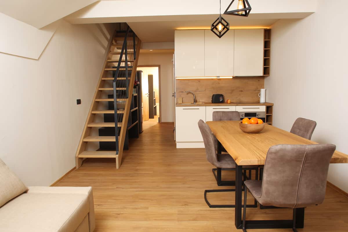 Comfort Duplex Apartment (4) | Living area | 38-inch LCD TV with digital channels, TV, heated floors