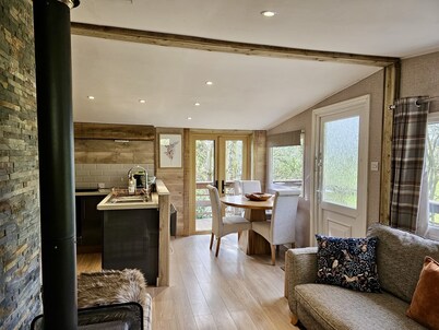 Rowan Tree Lodge with Hot Tub, a beautiful Woodland Retreat in Shropshire