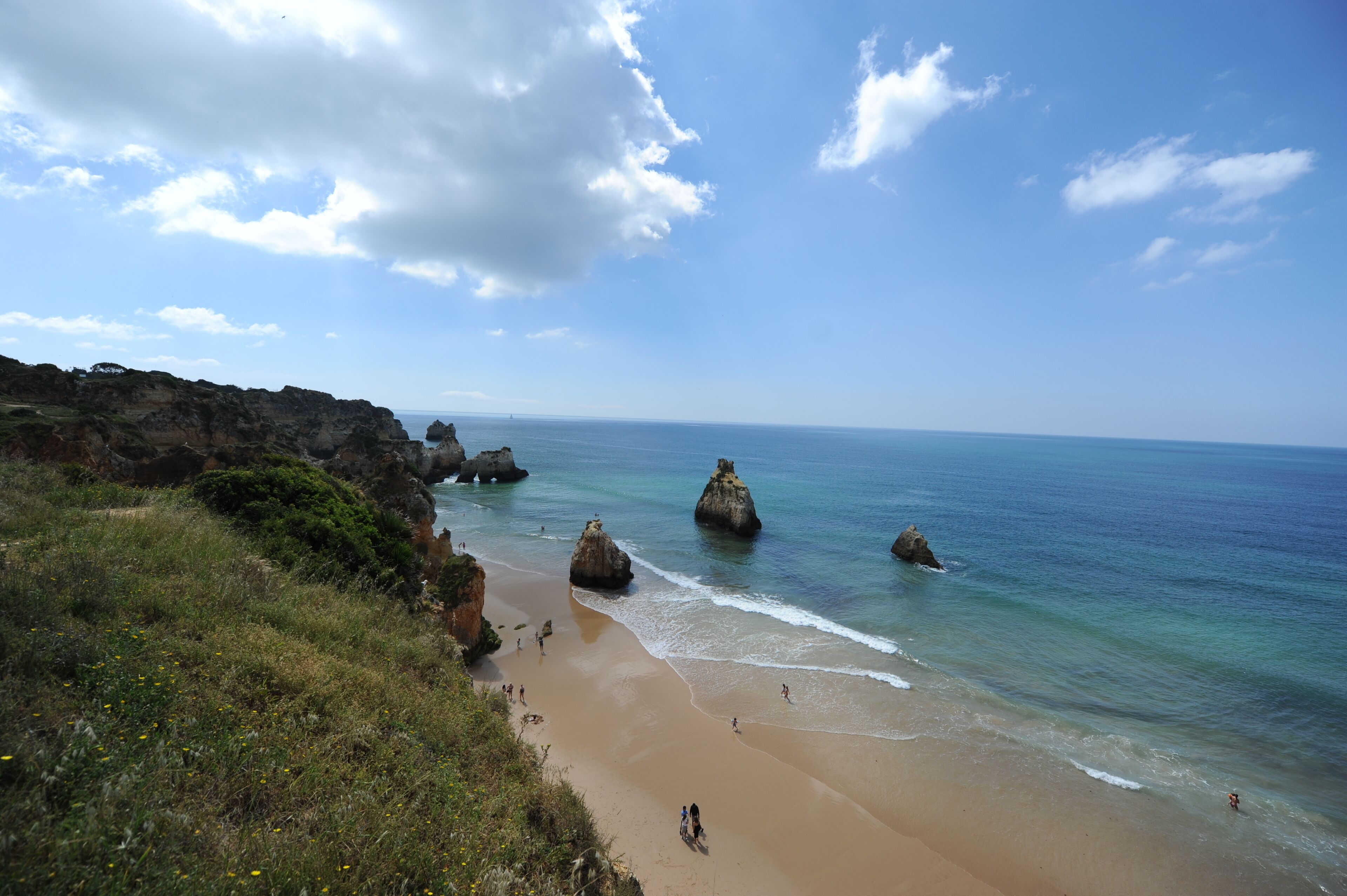 On the beach, beach towels
