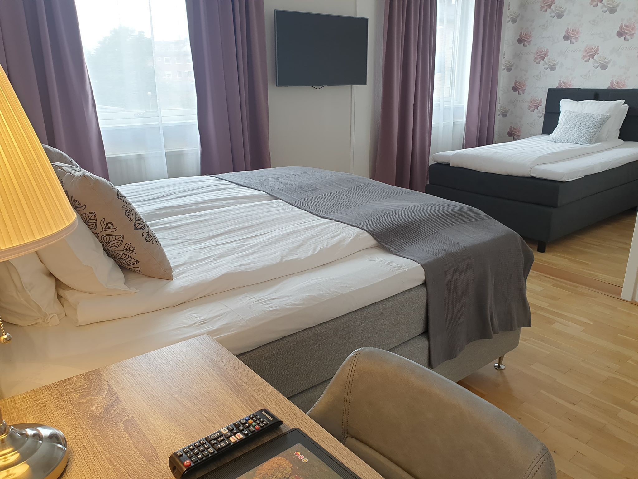 Blackout drapes, iron/ironing board, free WiFi, bed sheets
