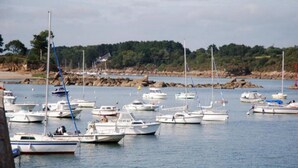 Un port de plaisance où sont amarrés différents types de bateaux.