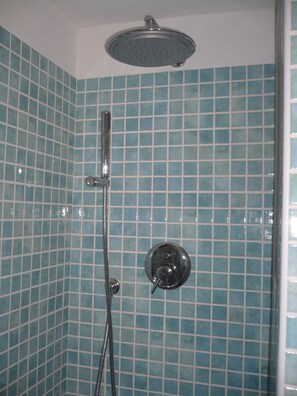 Regadera, secadora de cabello, bidet, toallas 