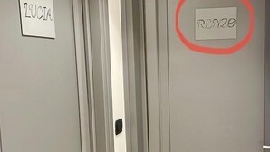 Two doors with names on them, one labeled 'LUCTA' and the other 'RENZO'.