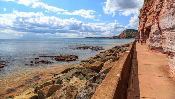 A coastal walkway with rocky terrain and a clear view of the sea. - House, Attractive Views Of The Byes, Family and Pet Friendly (Sidmouth)