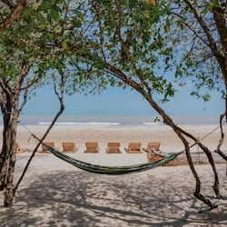 On the beach, free beach cabanas, beach towels, beach bar
