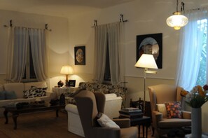 Smart TV, chimenea y libros