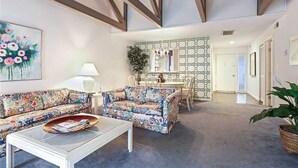Condo, Multiple Beds, Patio | Living room | TV - Queens Grant 763 - Two Bedroom Condo (Hilton Head Island)