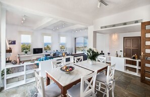 Dining - Villa Oleander, pool, BBQ, sea view, free cleaning, close to the beach. (Kounoupidiana)