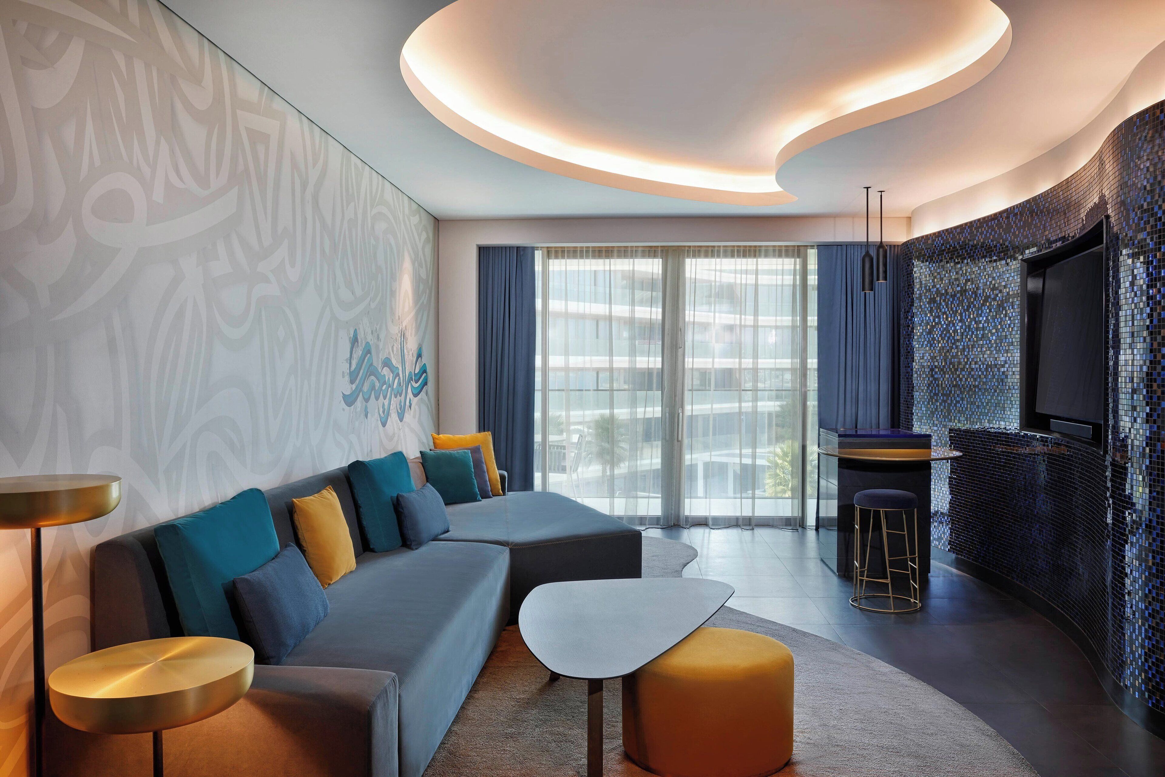 W Suite, 1 Bedroom Suite, 1 King, Partial Ocean View, Terrace | Living room | 55-inch LCD TV with satellite channels, TV, iPod dock