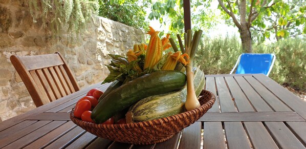 Outdoor dining - Farm on the hills of Cortona with a spectacular view of the Valdichiana Valley (Cortona)