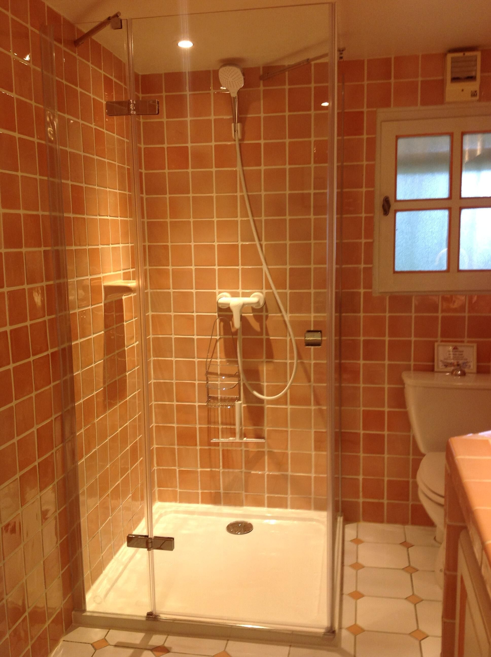 Dusche, Haartrockner, Seife, Shampoo